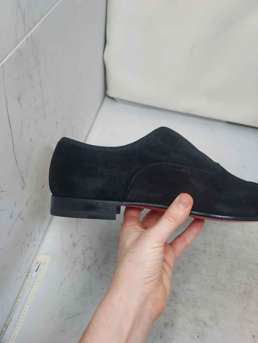 Christian Louboutin MENS Black Alpha Male Suede Oxford Shoe